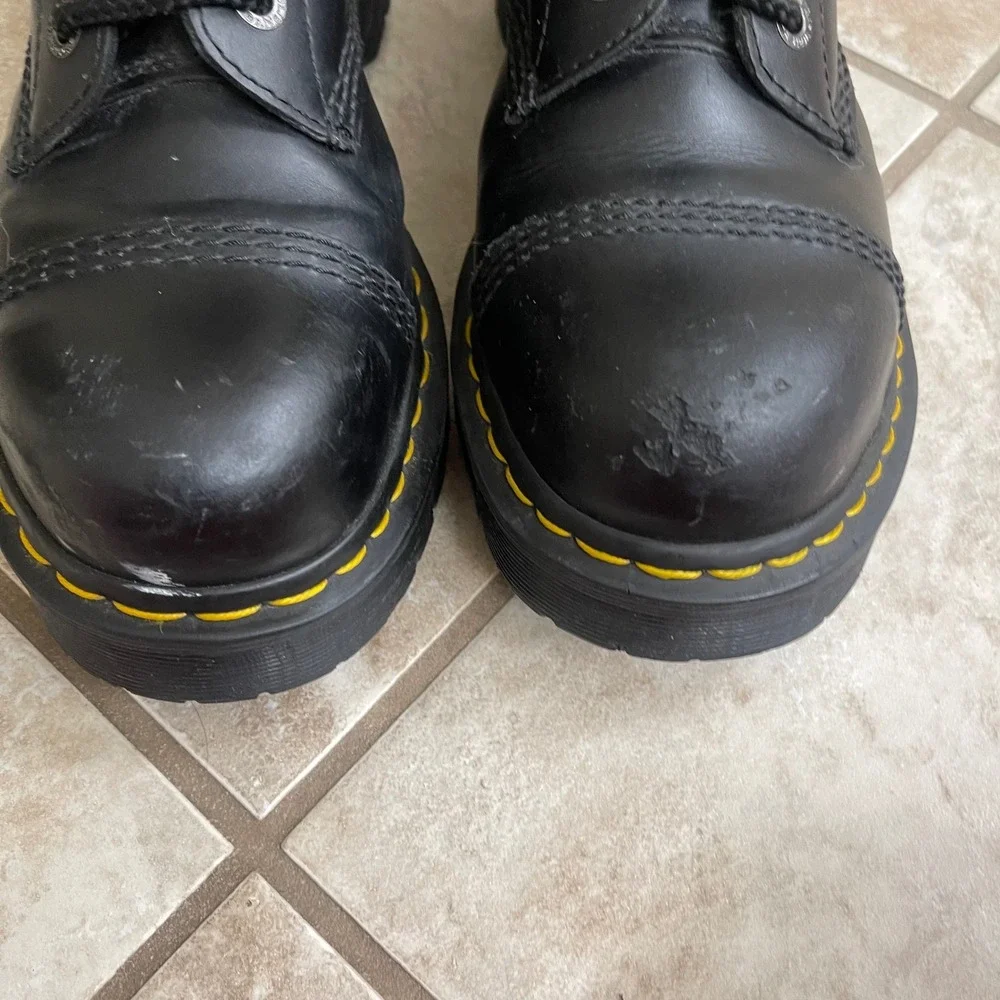 Dr Martens 10966 men 9 womens 10 Black  Leather 10-Eye Platform Cap Toe Boots